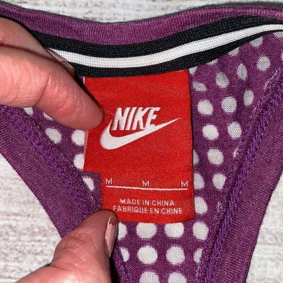 Nike scoopneck racerback tank top purple w/white dots on back of top sz M women - Picture 7 of 8